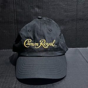 Crown Royal Hat Cap Men Strapback Black Embroidered Logo Drinking Alcohol Retro